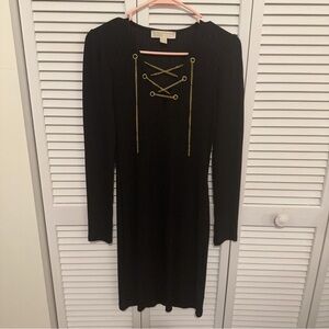 Michael Kors Black Dress with Gold Details